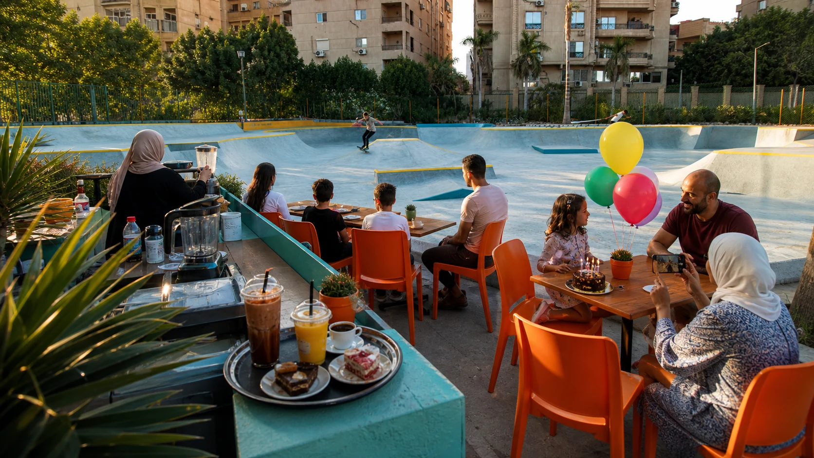 A birthday and family gathering beside the real Egy Skatepark